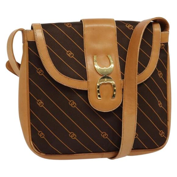 GUCCI Shoulder Bag Canvas Dark Brown Gold - Picture 1 of 16